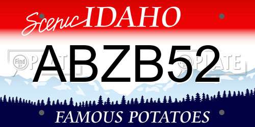 ABZB52 Idaho License Plate