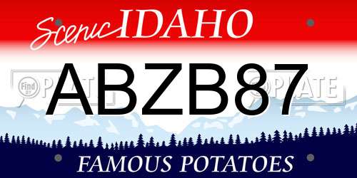 ABZB87 Idaho License Plate