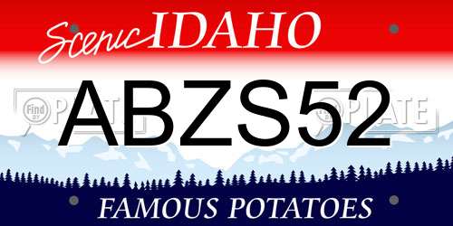 ABZS52 Idaho License Plate