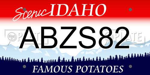 ABZS82 Idaho License Plate