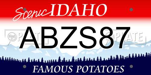 ABZS87 Idaho License Plate