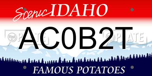 AC0B2T Idaho License Plate