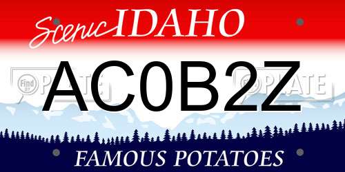 AC0B2Z Idaho License Plate