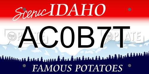 AC0B7T Idaho License Plate