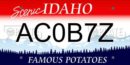 AC0B7Z Idaho License Plate