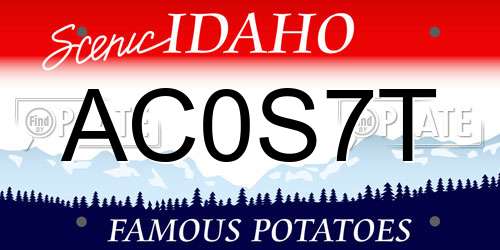 AC0S7T Idaho License Plate