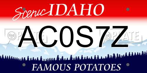 AC0S7Z Idaho License Plate