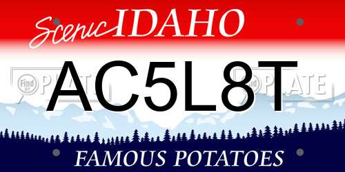 AC5L8T Idaho License Plate