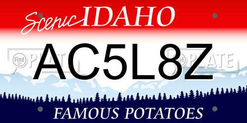 AC5L8Z Idaho License Plate