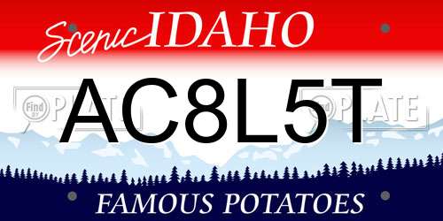 AC8L5T Idaho License Plate