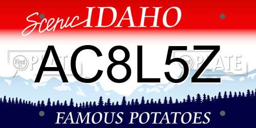AC8L5Z Idaho License Plate