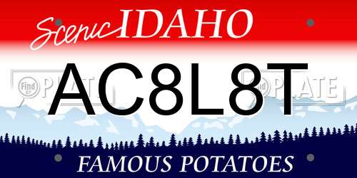 AC8L8T Idaho License Plate