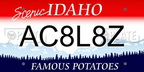 AC8L8Z Idaho License Plate