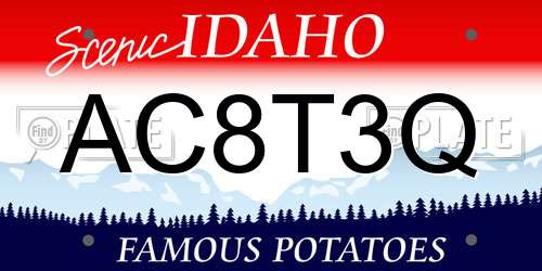 AC8T3Q Idaho License Plate