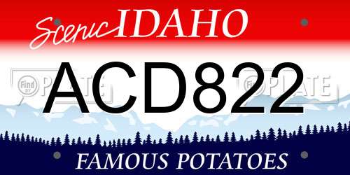 ACD822 Idaho License Plate