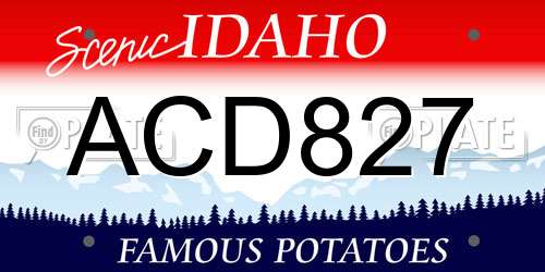 ACD827 Idaho License Plate