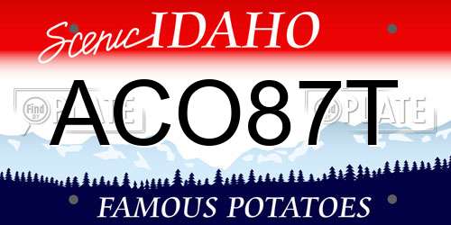 ACO87T Idaho License Plate