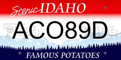 ACO89D Idaho License Plate
