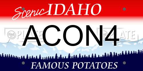 ACON4 Idaho License Plate