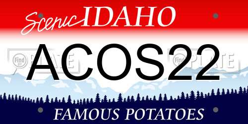 ACOS22 Idaho License Plate