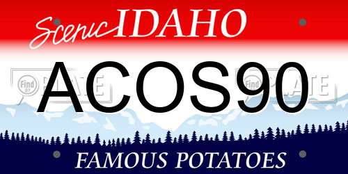 ACOS90 Idaho License Plate