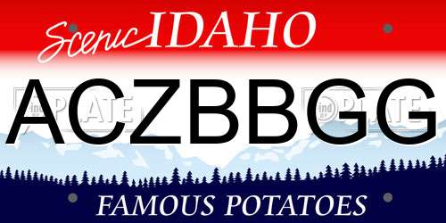ACZBBGG Idaho License Plate