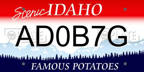 AD0B7G Idaho License Plate