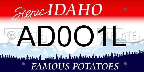 AD0O1L Idaho License Plate