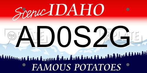 AD0S2G Idaho License Plate