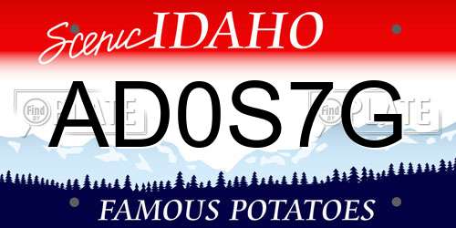 AD0S7G Idaho License Plate