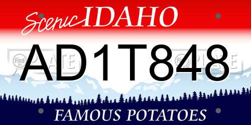 AD1T848 Idaho License Plate