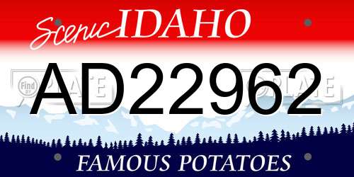 AD22962 Idaho License Plate