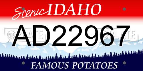 AD22967 Idaho License Plate
