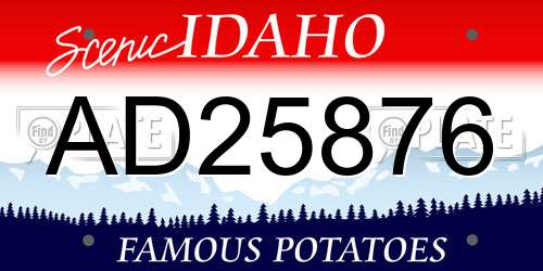 AD25876 Idaho License Plate