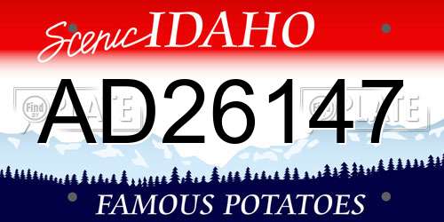 AD26147 Idaho License Plate