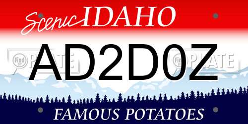 AD2D0Z Idaho License Plate