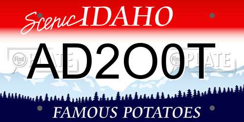 AD2O0T Idaho License Plate