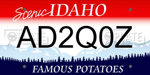 AD2Q0Z Idaho License Plate