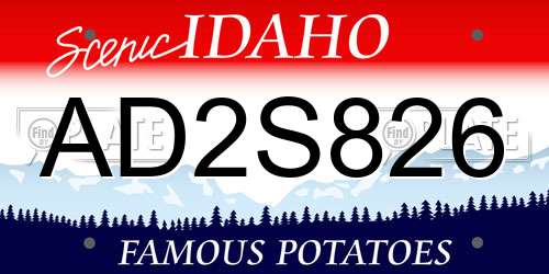 AD2S826 Idaho License Plate