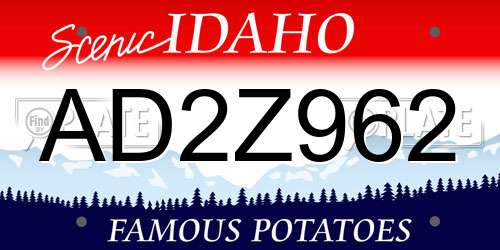 AD2Z962 Idaho License Plate