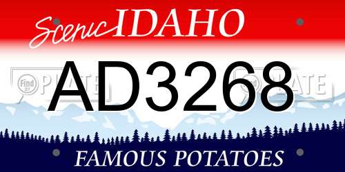 AD3268 Idaho License Plate