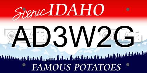 AD3W2G Idaho License Plate