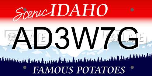AD3W7G Idaho License Plate