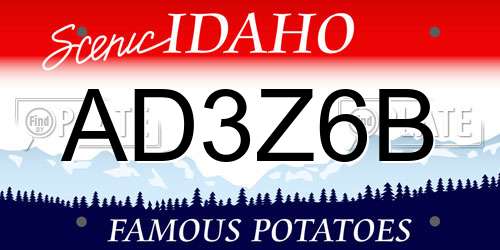 AD3Z6B Idaho License Plate