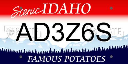 AD3Z6S Idaho License Plate