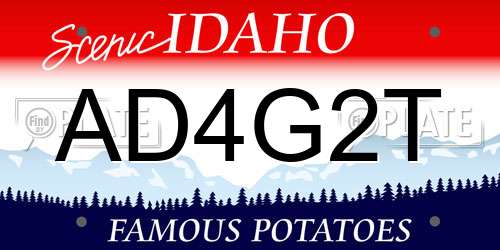 AD4G2T Idaho License Plate