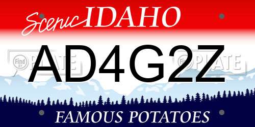 AD4G2Z Idaho License Plate