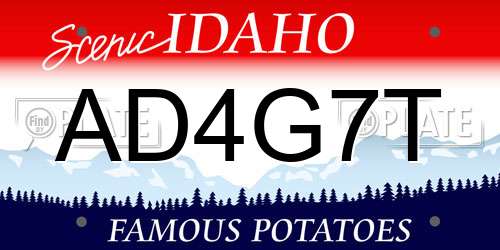 AD4G7T Idaho License Plate