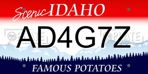 AD4G7Z Idaho License Plate