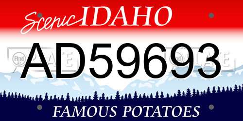 AD59693 Idaho License Plate
